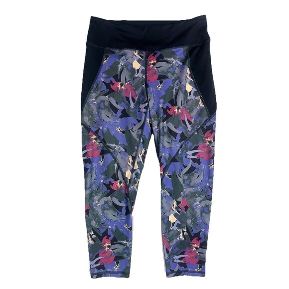 PATAGONIA Women’s Size M Centered Crops 3/4 Leggings ABSTRACT JUNGLE BLUE - Picture 1 of 7